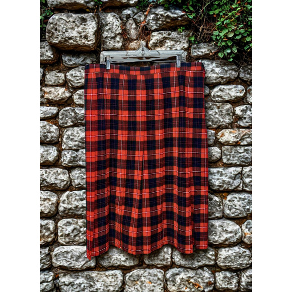 Pendleton Womens Wool Plaid Kilt Skirt 22W Red Tartan Deadstock USA NWT - Picture 1 of 7